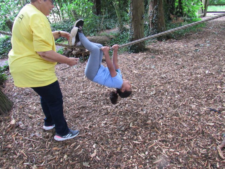 Fun hanging on the low ropes!